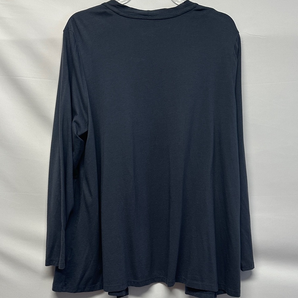LOGO by Lori Goldstein "The Cardi" Open Front Blue Long Sleeve Cardigan XL - Picture 3 of 3